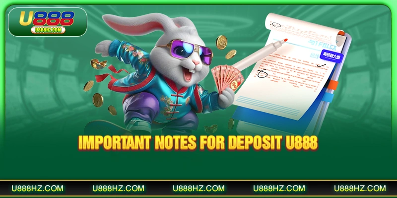 Deposit U888 - Fast And Secure Multi-Method Transactions 3 Important notes for deposit U888